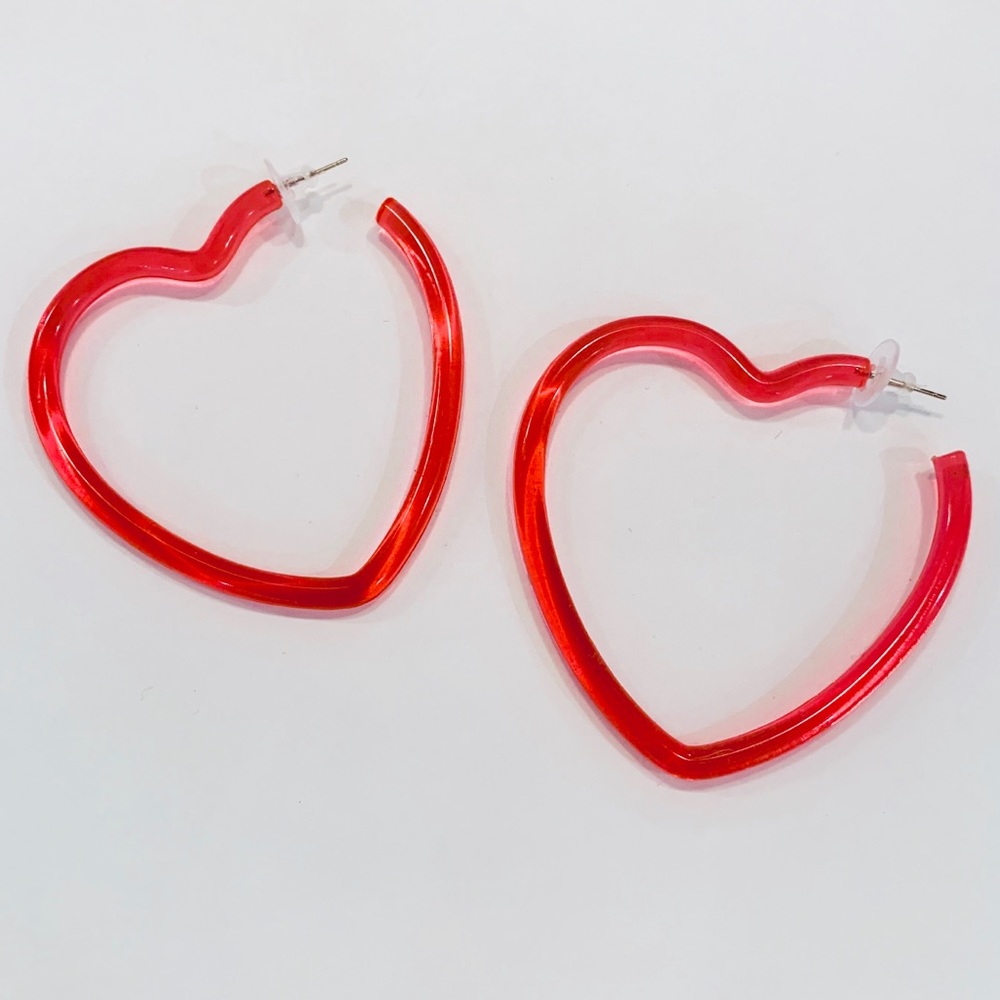 Pink Acrylic Heart Earrings
